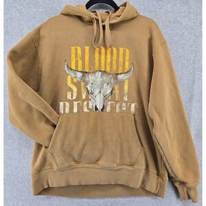 Under Armour Men's L Project Rock Hoodie Tan Blood Sweat Respect Skull Western